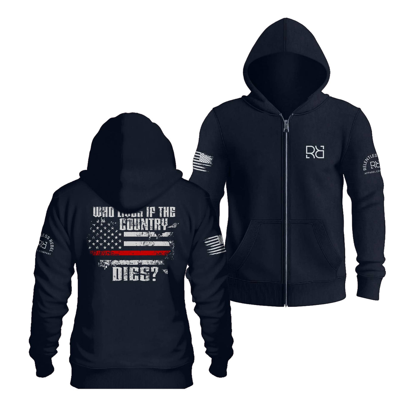 Navy Who Lives if the Country Dies | Men's Lightweight Zip Hoodie