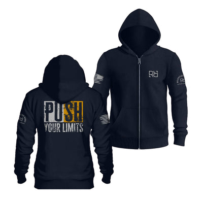 Navy Push Your Limits Back Design Zip Up Hoodie