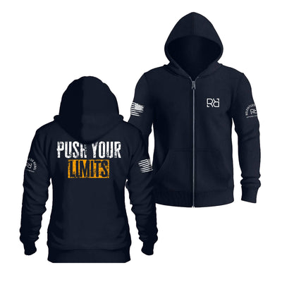 Navy Push Your Limits Back Design Zip Up Hoodie