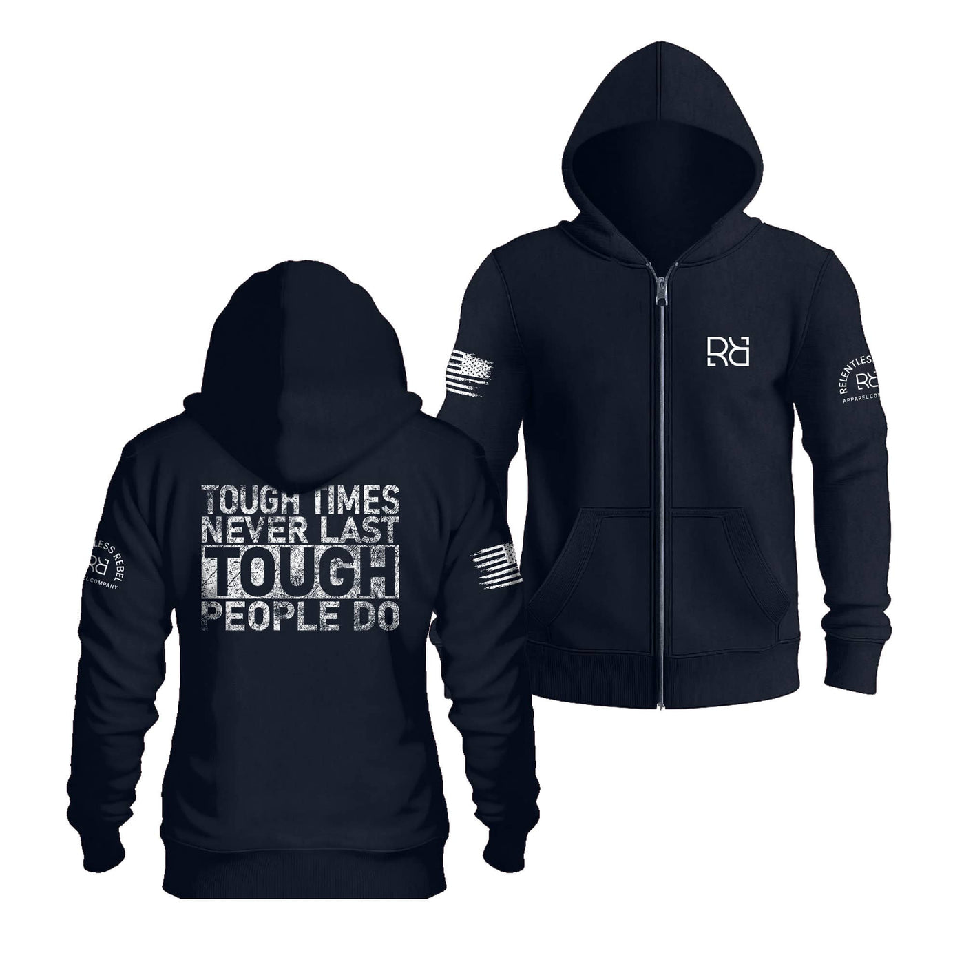 Navy Tough Times Never Last Tough People Do | Men's Lightweight Zip Hoodie