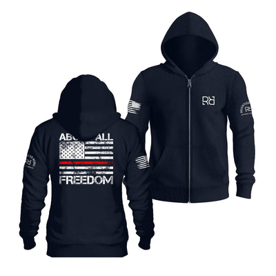 Navy Above All Freedom Zip Up Hoodie