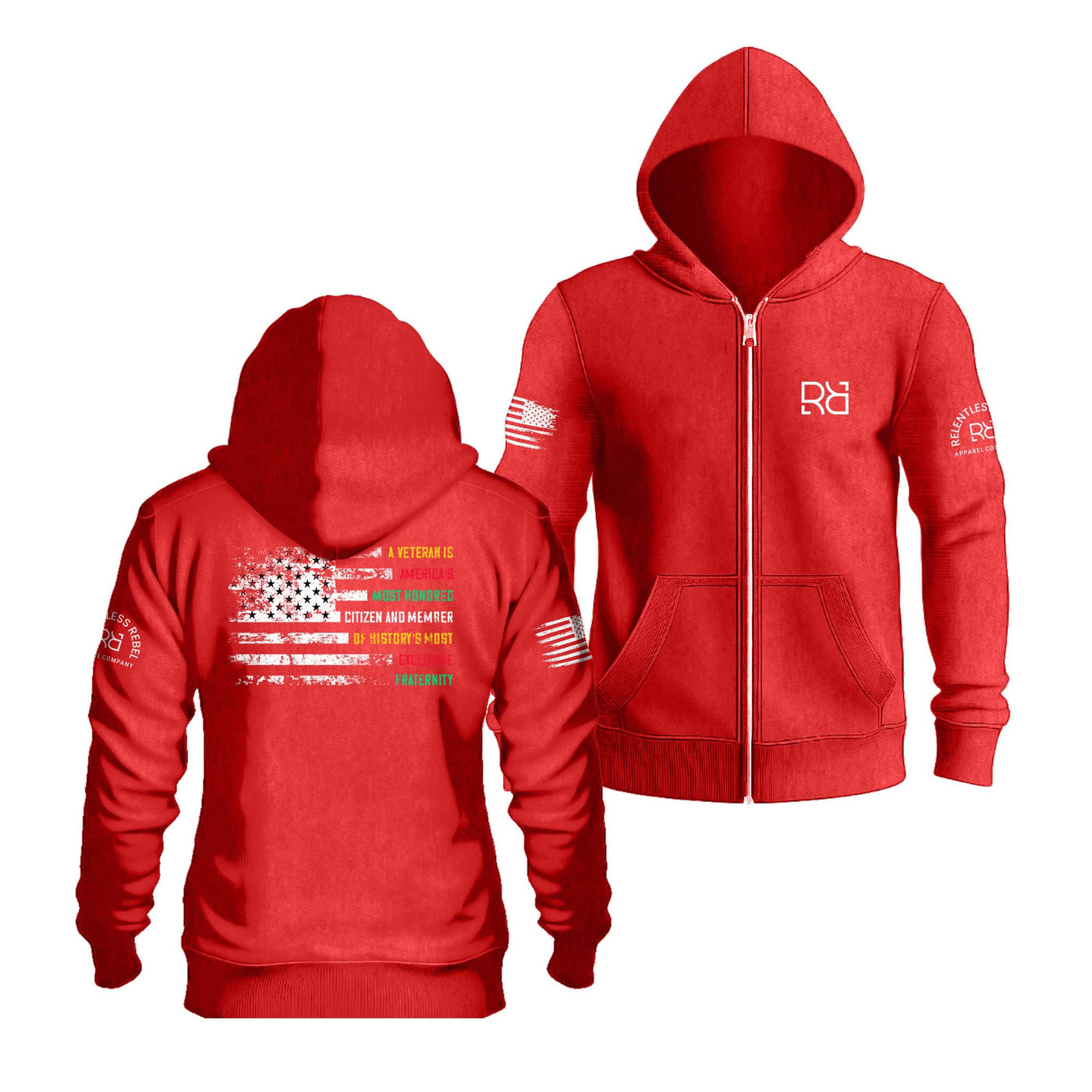 Rebel Red A Veteran Zip Up Hoodie