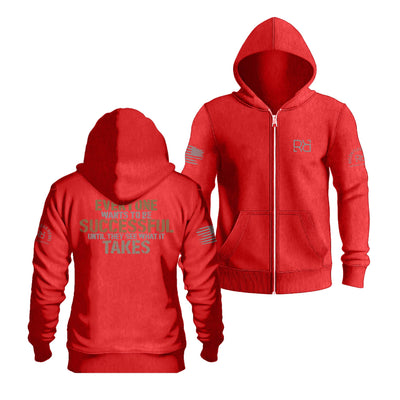 Red Everyone Wants to Be Successful Back Design Zip Up Hoodie