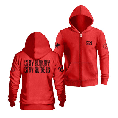 Red Stay Hungry Stay Humble | Men's Lightweight Zip Hoodie