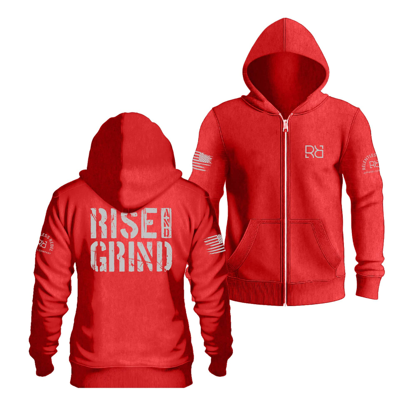 Red Rise and Grind | Men's Lightweight Zip Hoodie