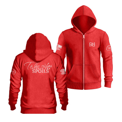 Red To the Victor Belongs the Spoils | Men's Lightweight Zip Hoodie