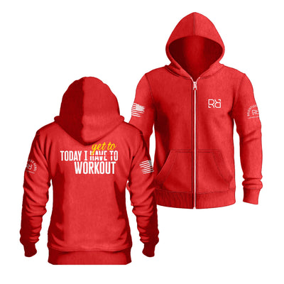 Red Today I Get To Work Out | Men's Lightweight Zip Hoodie