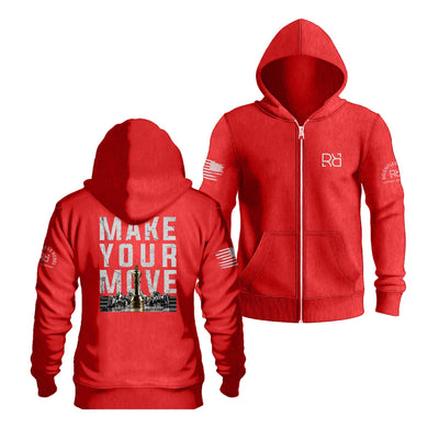 Red Women's Make Your Move Back Design Zip Up Hoodie