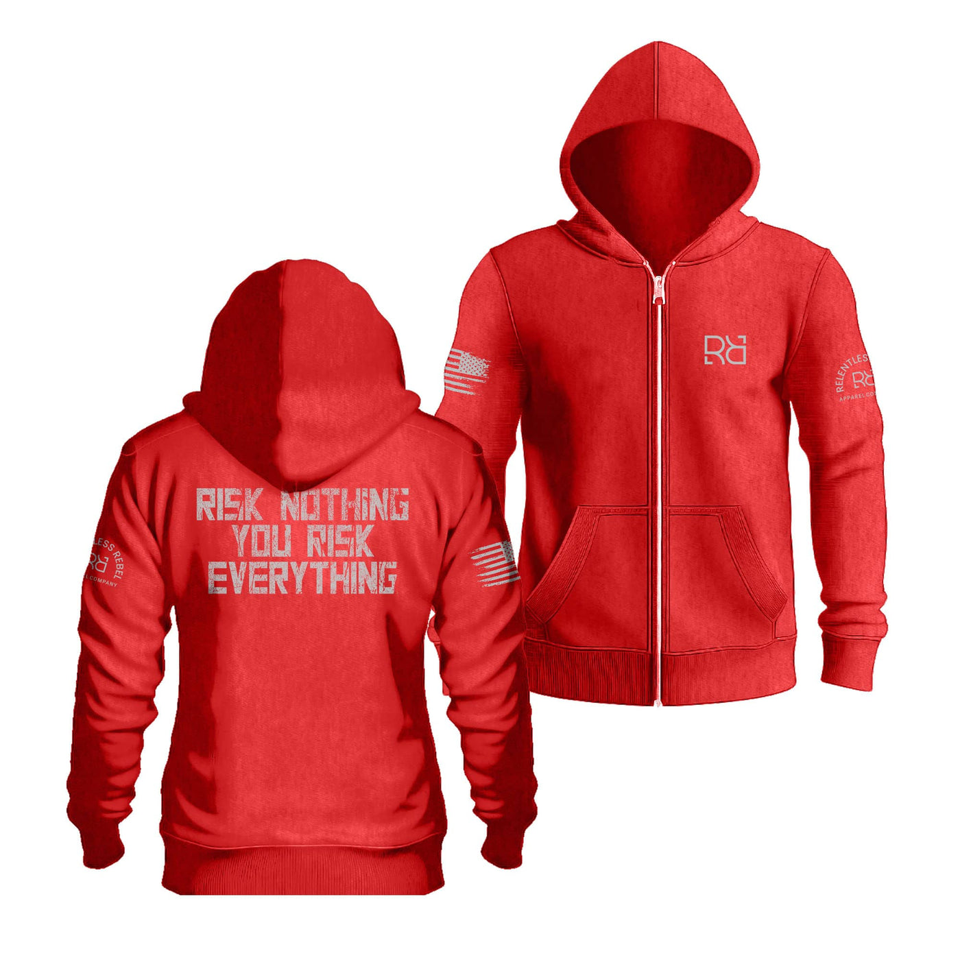 Red Risk Nothing You Risk Everything | Men's Lightweight Zip Hoodie