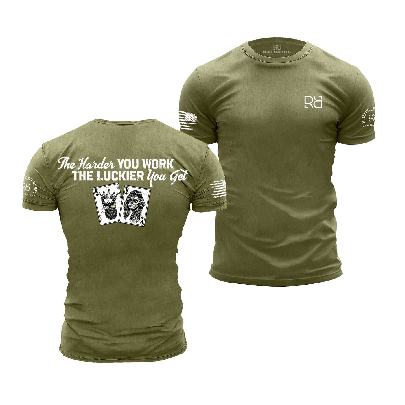 Military Green Men's The Harder You Work Back Design Tee