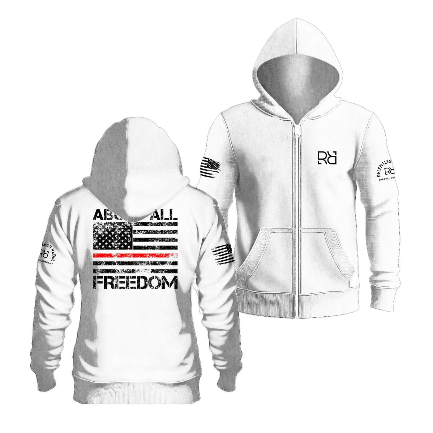 Relentless White Above All Freedom Zip Up Hoodie