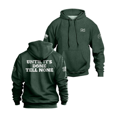 Alpine Green hoodie with text and logos on a white background