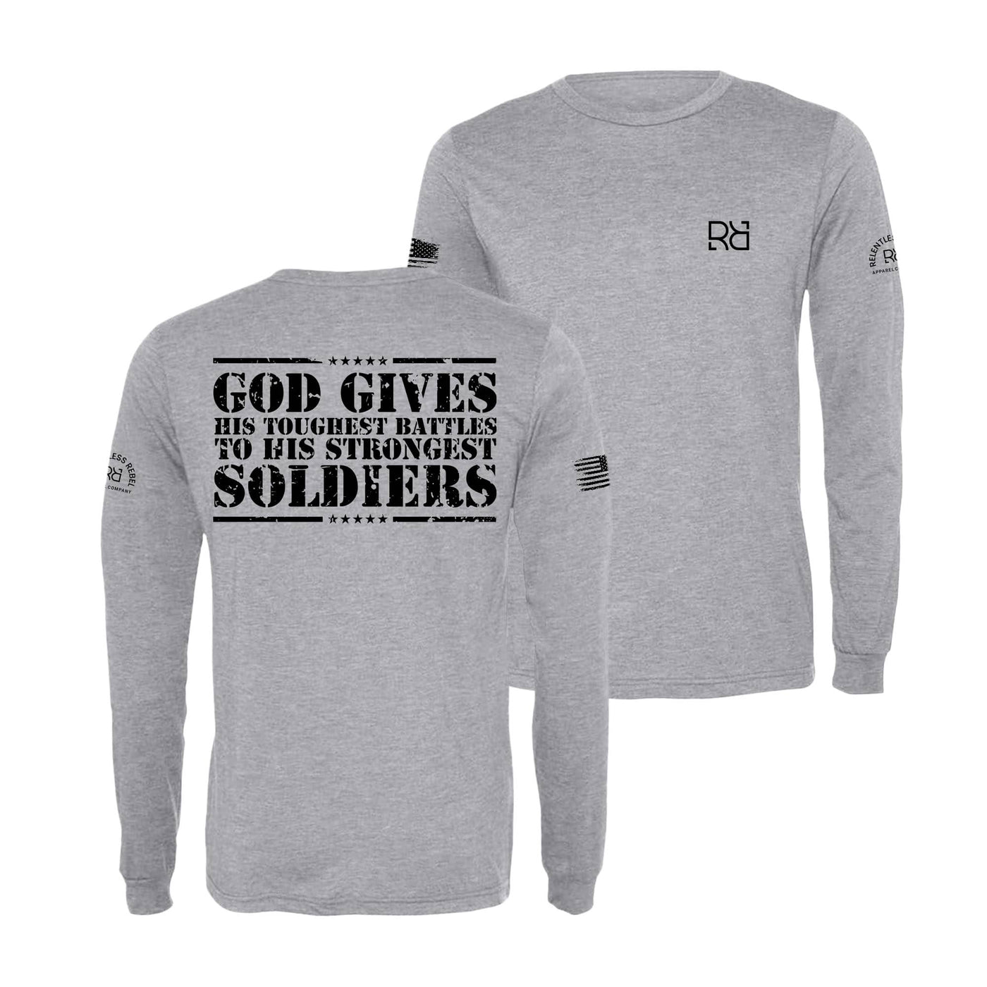 Athletic Grey God Gives His Toughest Battles Men's Long Sleeve