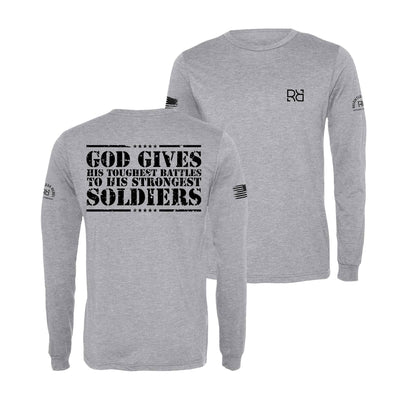 Athletic Grey God Gives His Toughest Battles Men's Long Sleeve