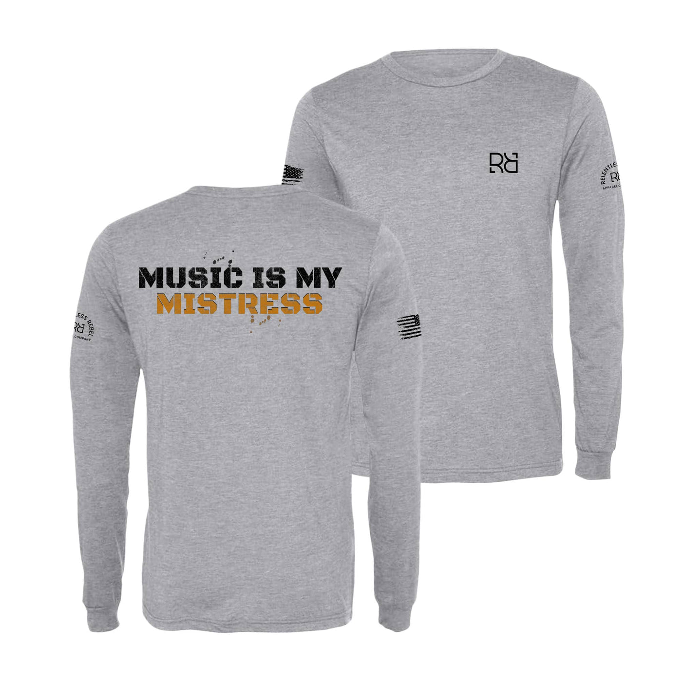 Athletic Grey Music is my Mistress Men's Long Sleeve