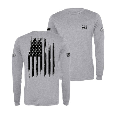 Athletic Grey Rebel Patriot Flag Long Sleeve Shirt