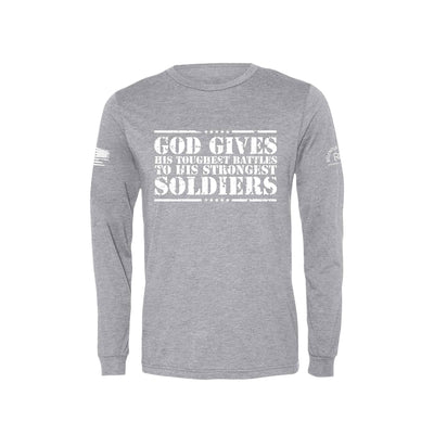 Athletic Grey God Gives His Toughest Battles Men's Long Sleeve Tee