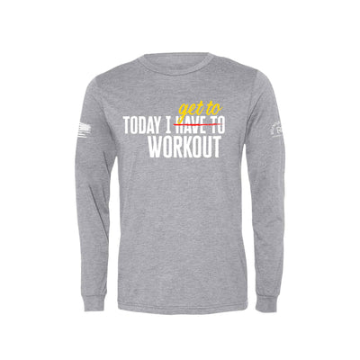 Athletic Grey Today I Get to Work Out Men's Long Sleeve Tee