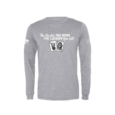 Athletic Grey The Harder You Work The Luckier You Get Men's Long Sleeve Tee