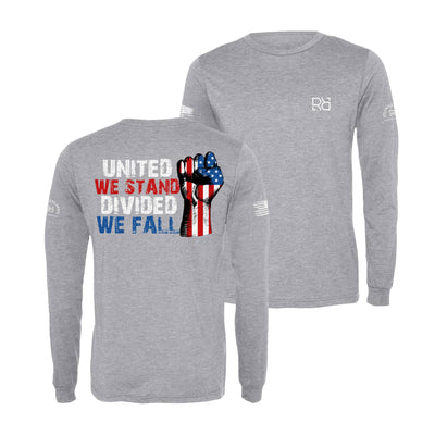 Athletic Grey United We Stand Divided We Fall Men's Long Sleeve