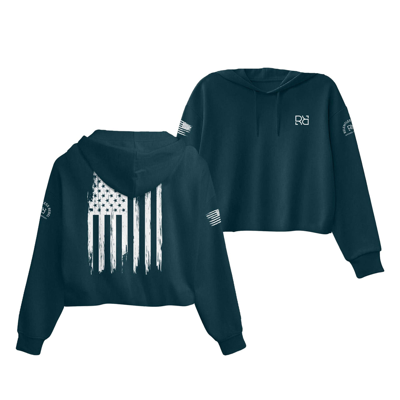 Atlantic Rebel Patriot Flag Women's Cropped Hoodie