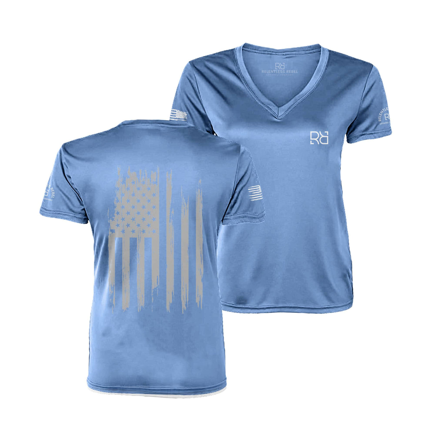 Bimini Blue Rebel Patriot Flag V-Neck Women's Dry Fit Tee