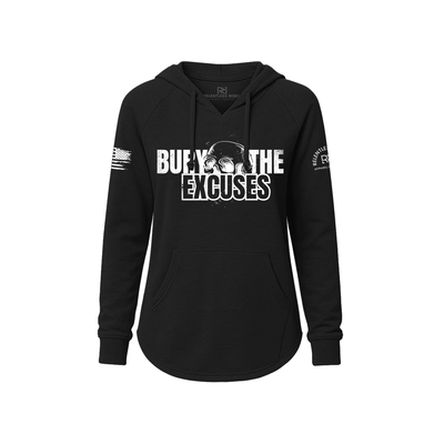 Black hoodie with motivational text on a white background