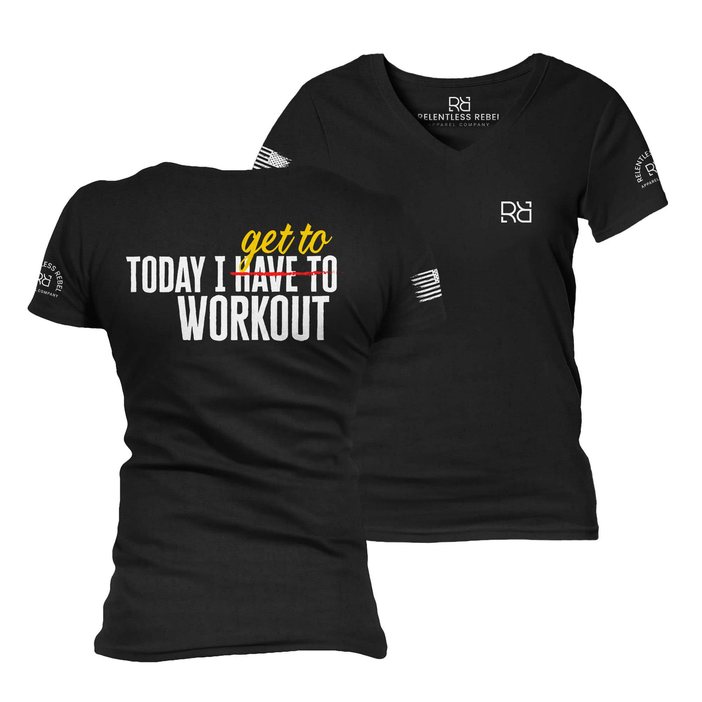 Black Today I Get to Work Out Women's V-Neck Tee