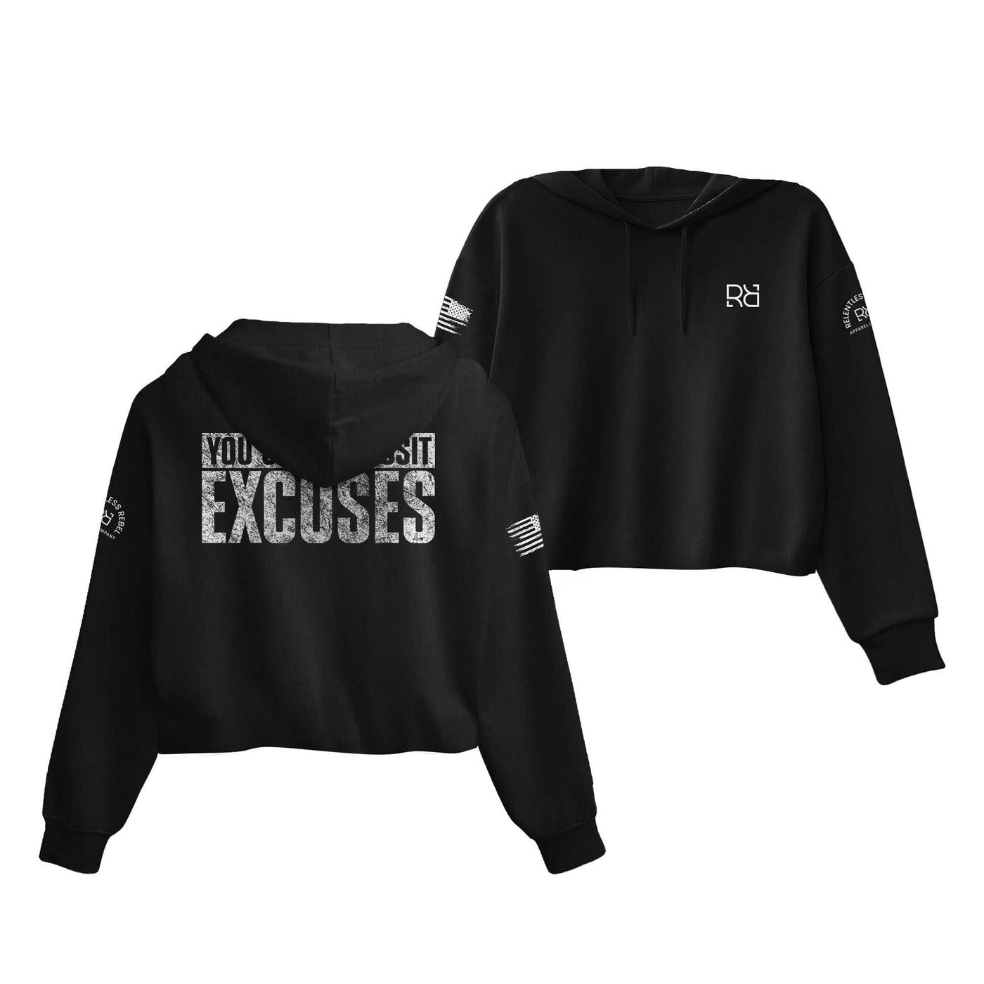 Black You Can't Deposit Excuses Women's Cropped Hoodie