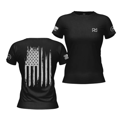 Solid Black Rebel Patriot Flag Women's Tee