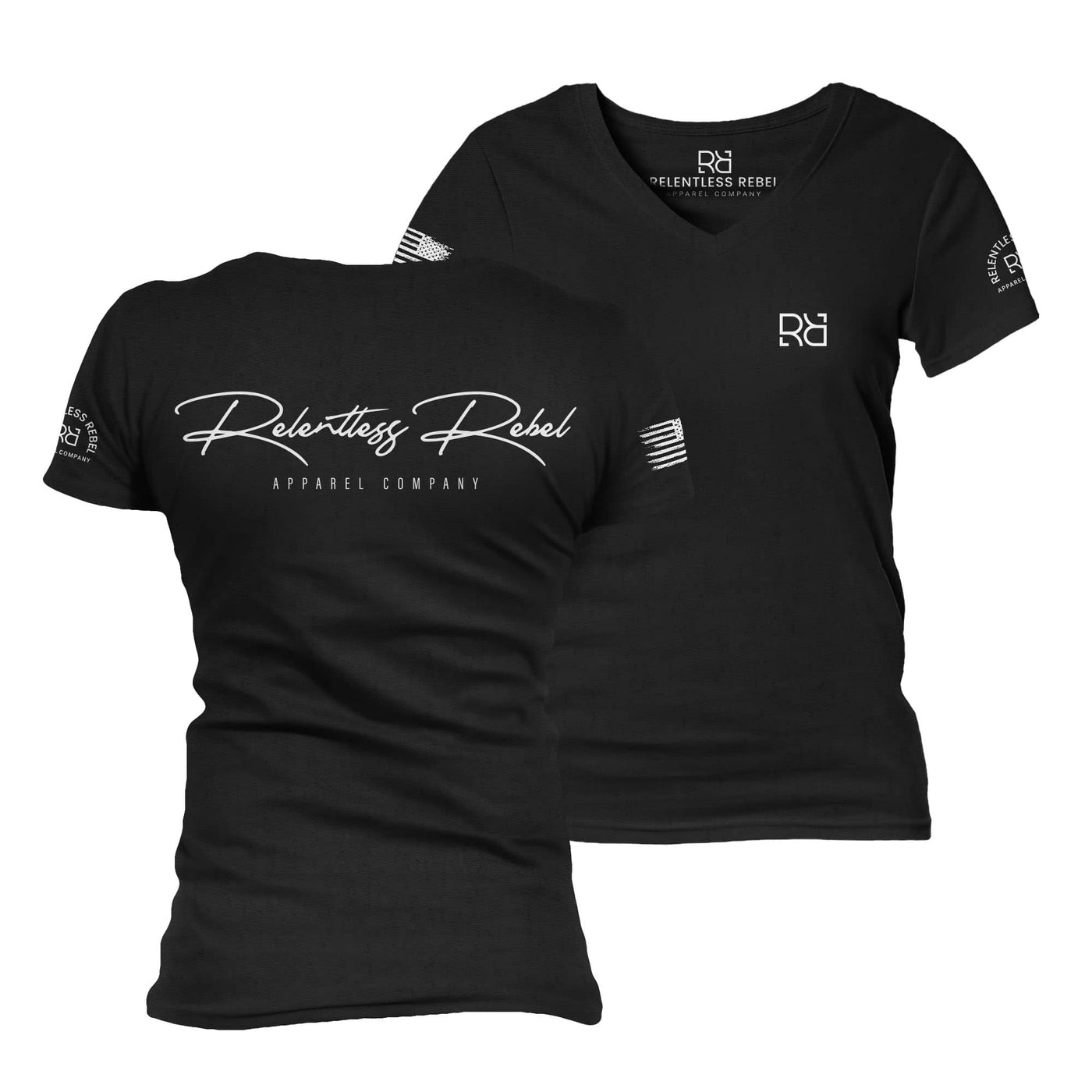 Black Relentless Rebel Apparel Women's V-Neck Tee