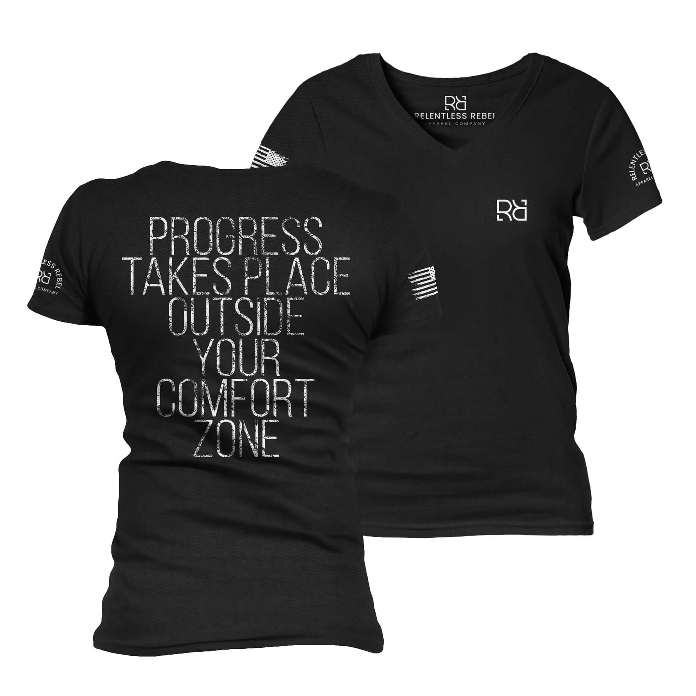 Black Progress Takes Place Women's V-Neck Tee