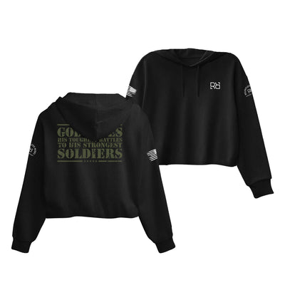 Black God Gives His Toughest Battles Women's Cropped Hoodie