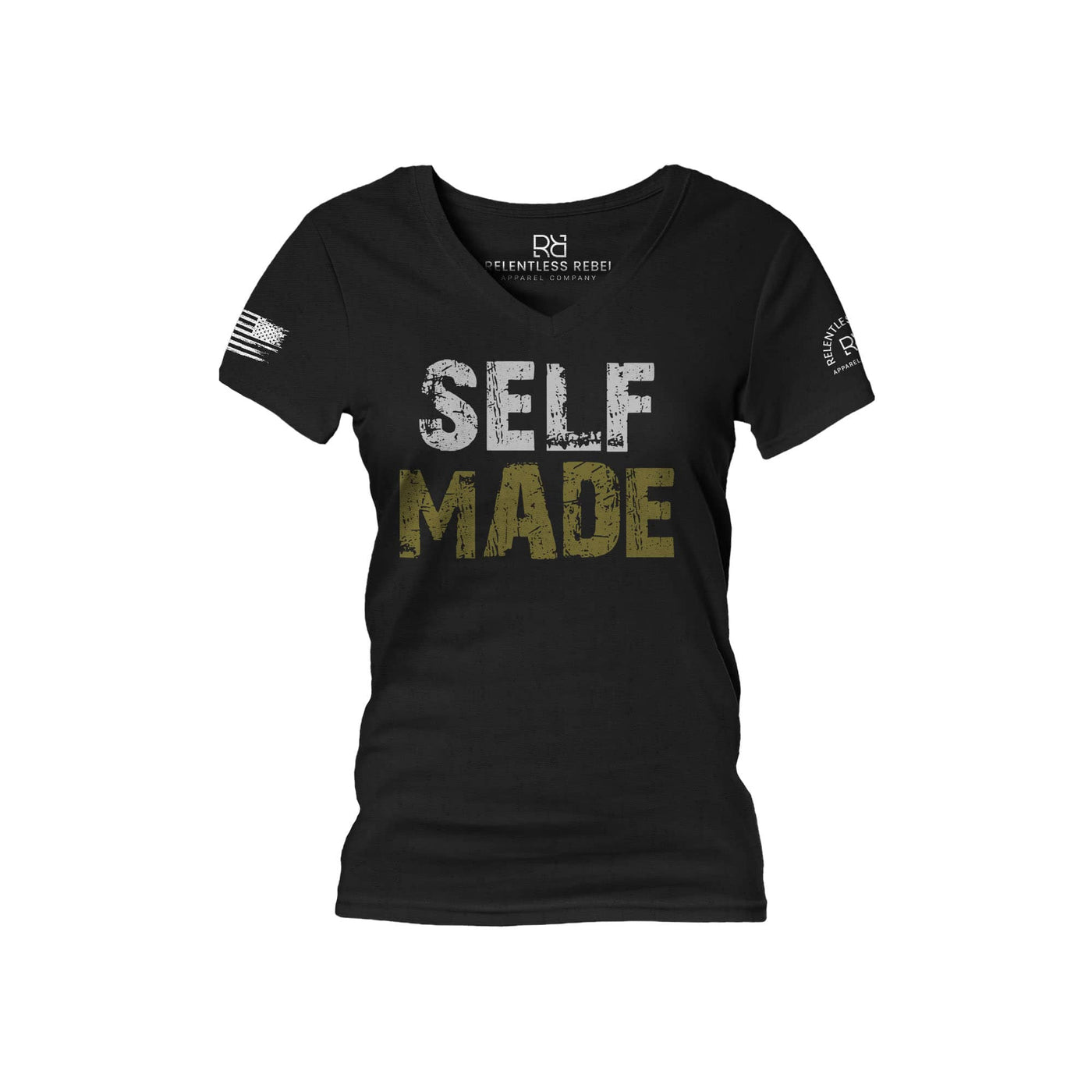 Black Self Made Women's V-Neck Tee