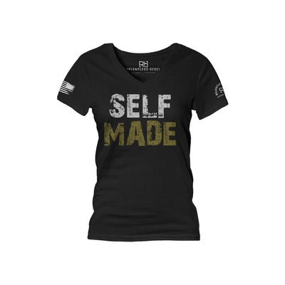 Black Self Made Women's V-Neck Tee