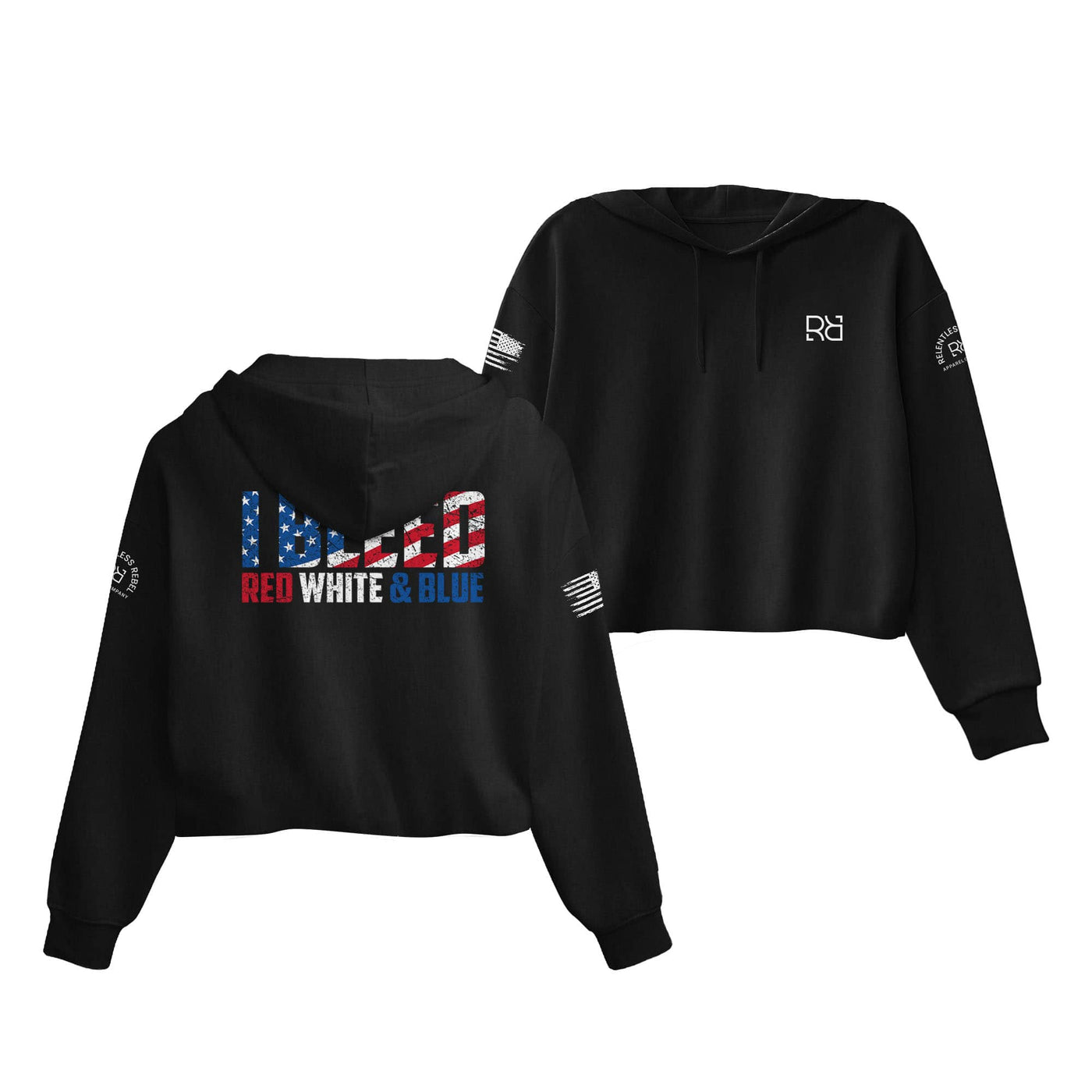 Black I Bleed Red White and Blue Women's Cropped Hoodie