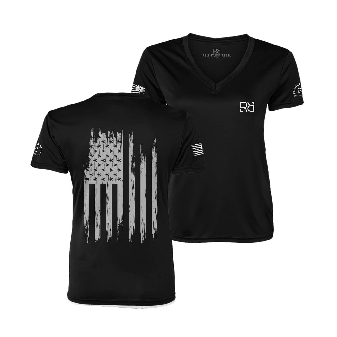 Black Rebel Patriot Flag V-Neck Women's Dry Fit Tee