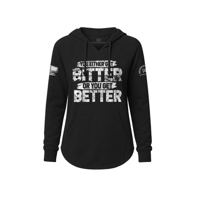 Black hoodie with motivational text on a white background