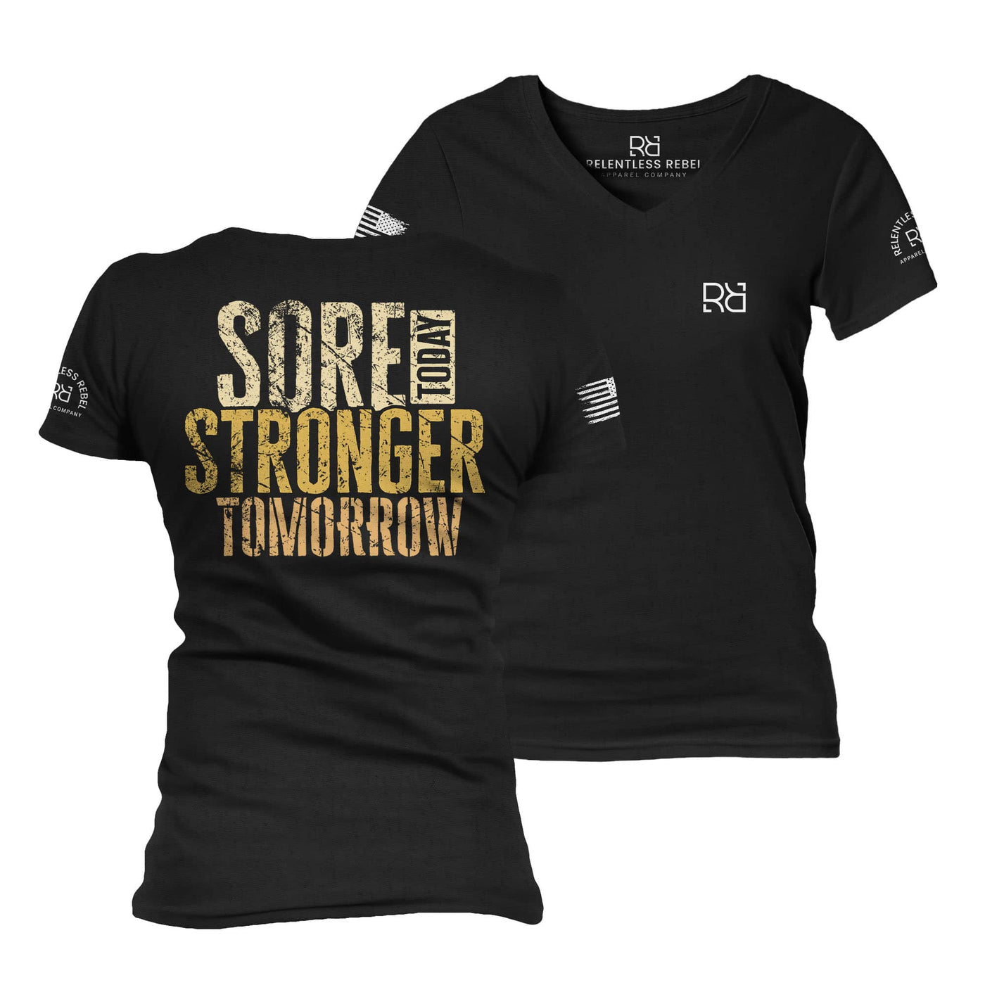 Black Sore Today Stronger Tomorrow Women's V-Neck Tee