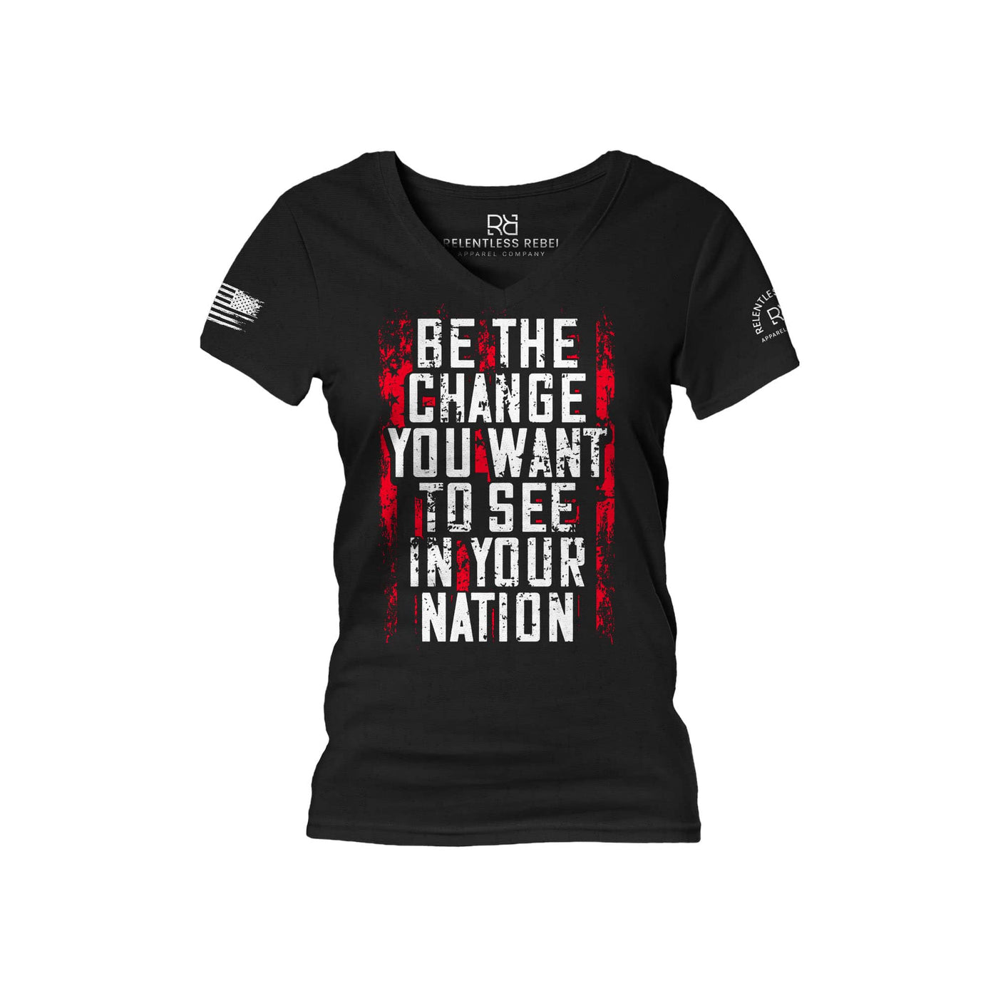 Black Be The Change Women's V-Neck Tee