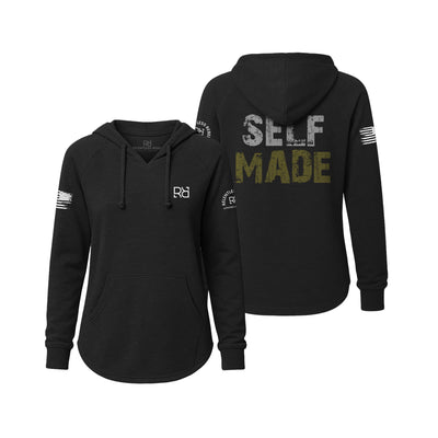 Black hoodie with 'SELF MADE' text on the back, displayed from front and back views.
