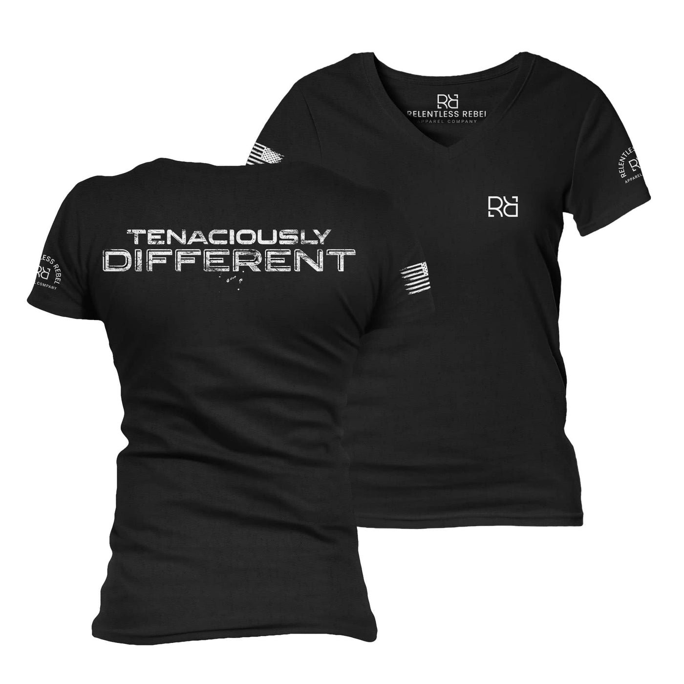 Black Tenaciously Different Women's V-Neck Tee