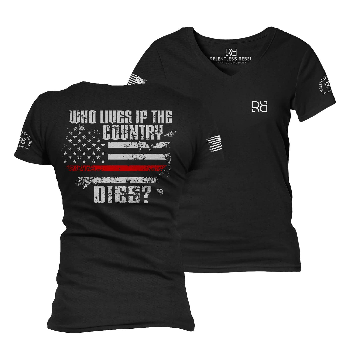 Black Who Lives if the Country Dies Women's V-Neck Tee