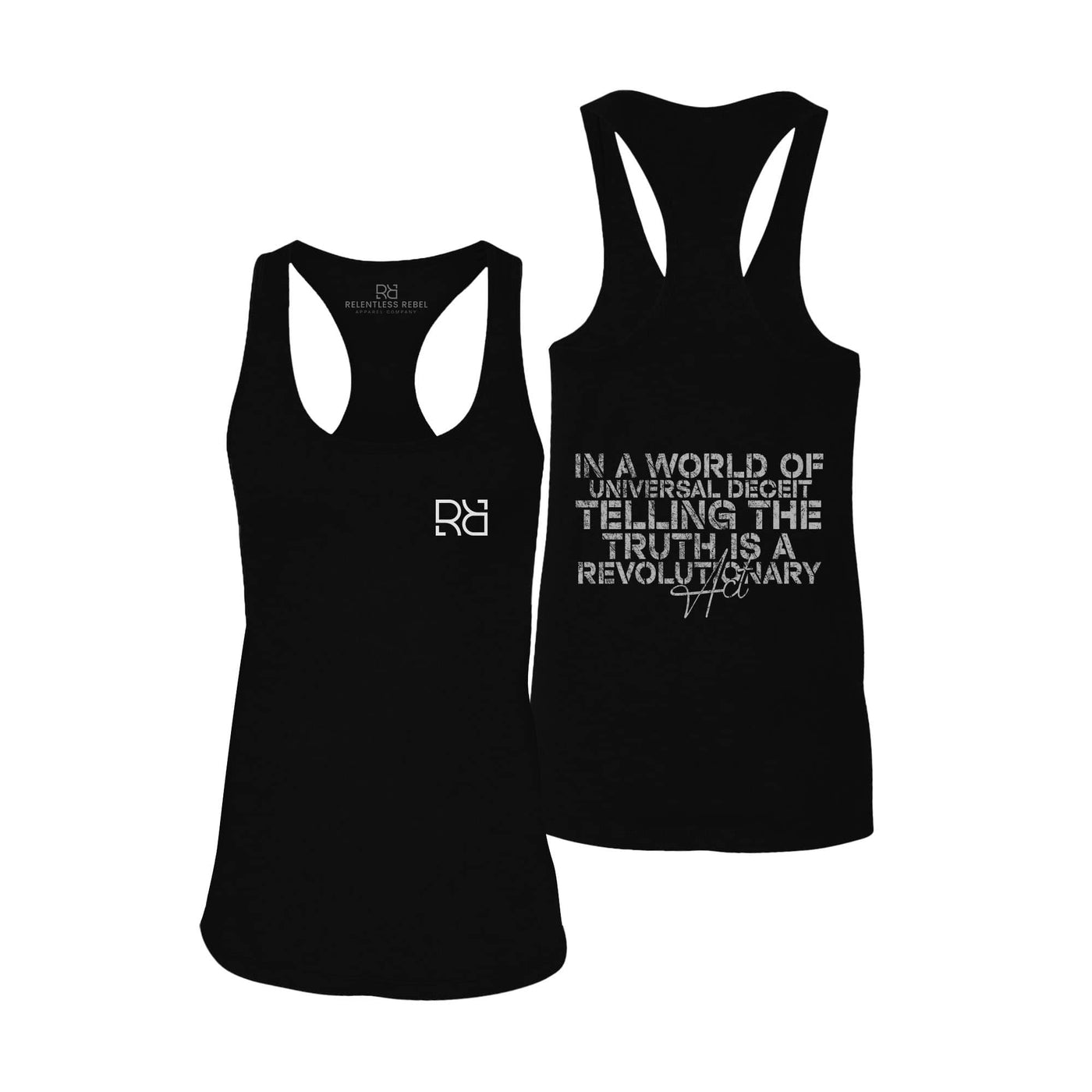 Black In A World of Universal Deceit Women's Racerback Tank