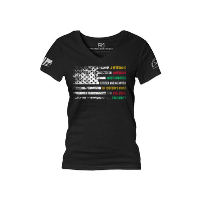 Black A Veteran... Women's V-Neck Tee