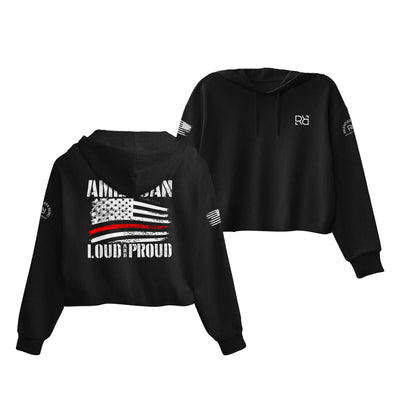 Black American Loud and Proud Women's Cropped Hoodie