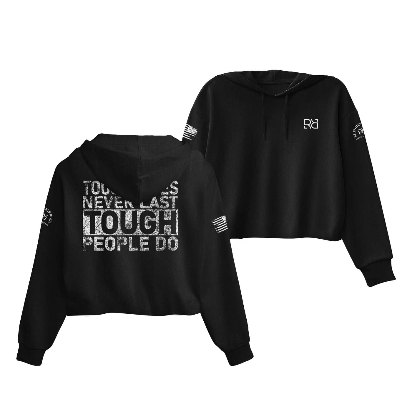 Black Tough Times Never Last... Women's Cropped Hoodie