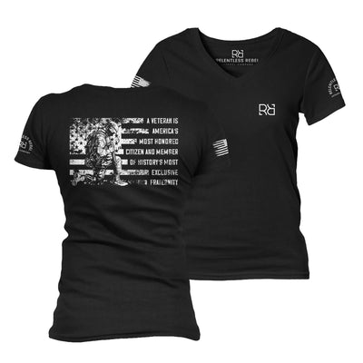 Black A Veteran Women's V-Neck Tee