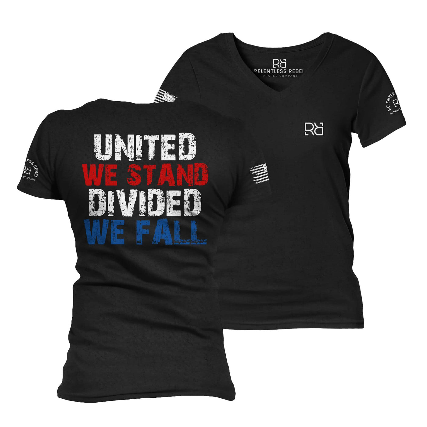 Black United We Stand Divided We Fall Women's V-Neck Tee