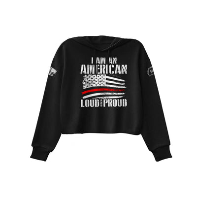 Black American Loud and Proud Women's Cropped Hoodie